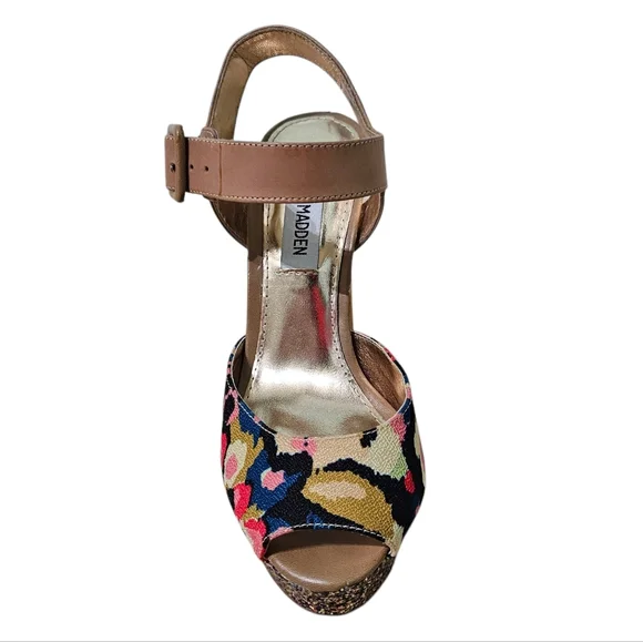 Steve Madden Jillyy-F Platform HeelsFloral & Glitter Block Sandal size 6 - Picture 6 of 10